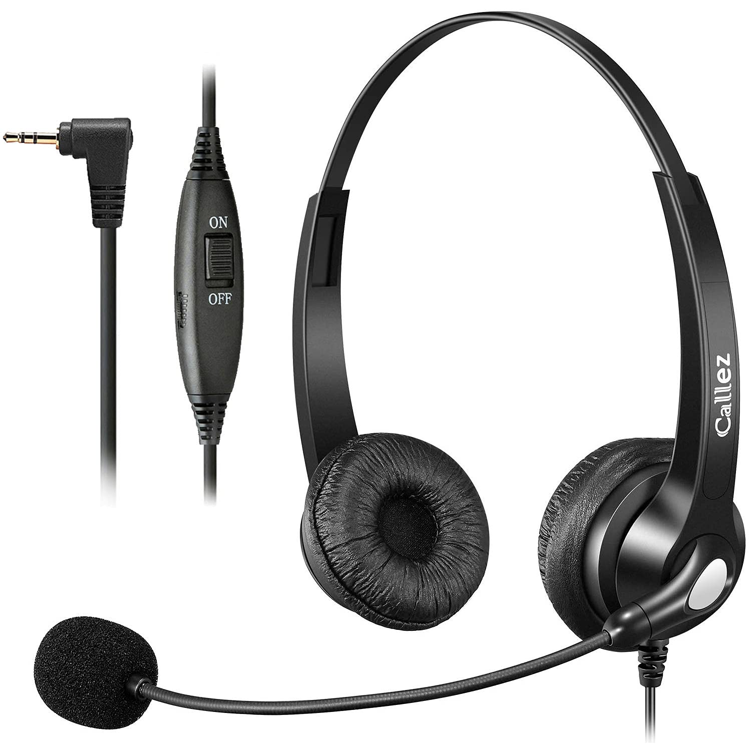 Callez Telefon Headset 2,5mm Klinke mit Mikrofon Noise Cancelling