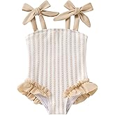 Happy Town Toddler Swimsuit Girl Solid Color Stripe One-Piece Baby Bathing Suits