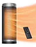 DREO Space Heaters for Indoor Use, Electric Heater with Remote for Bedroom Large Room, 16 inch Upgraded 1500W Fast Heating with Thermostat, Overheating & Tip-Over Protection, 70°Oscillating, Portable