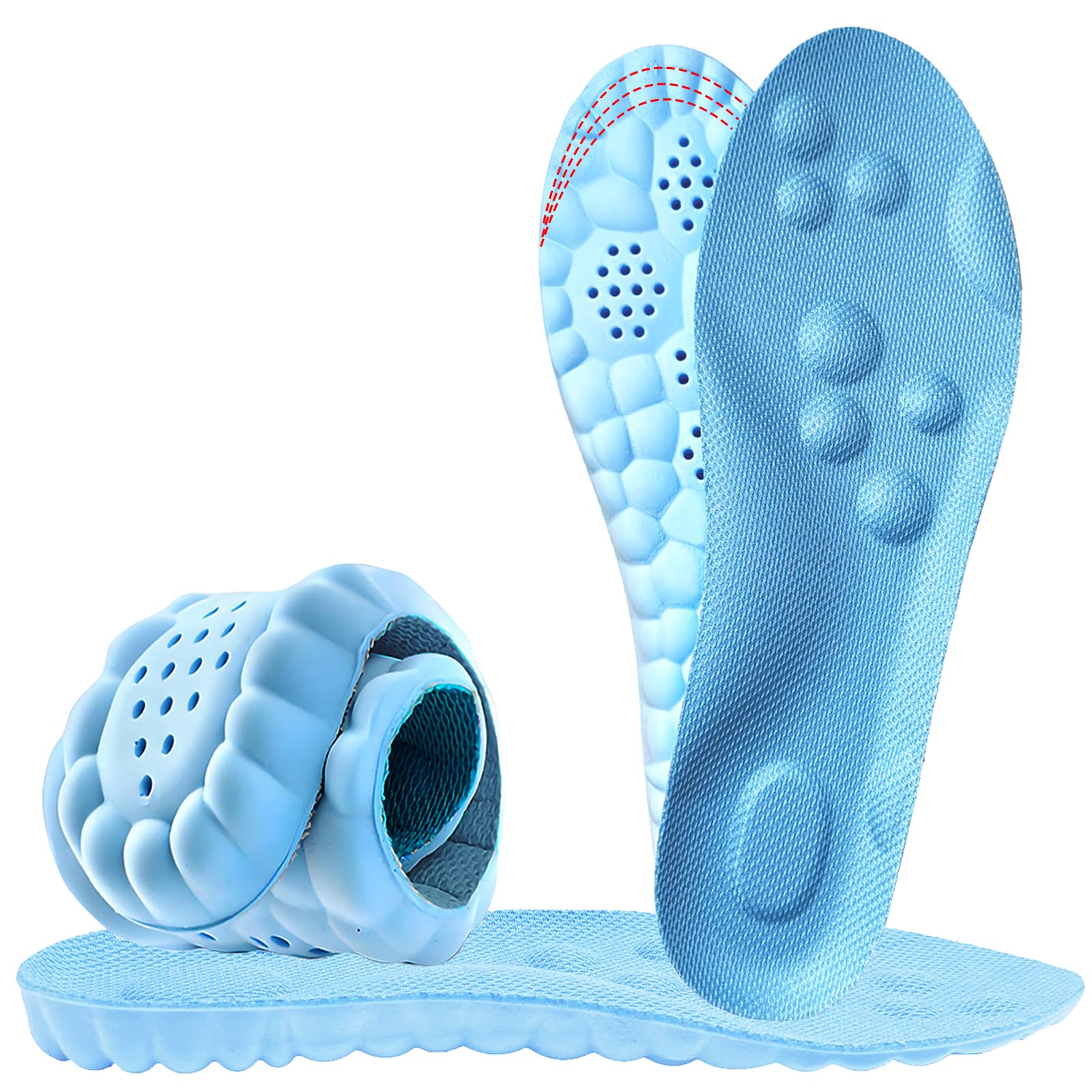 Photo 1 of 4D Cloud Insoles for Women Men- Soft Memory Foam Steppers Insoles Cushioning Soles with Arch Support for Anti Fatigue and Foot Pain Relief, Trim to Fit (Sky Blue, 9-9.5 US Men)