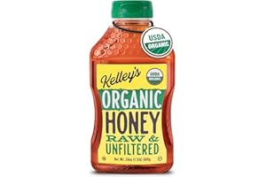 Kelley's 100% Organic Raw & Unfiltered Honey, USDA Certified, 24 Oz – All Natural, Flavor-Rich Honey for Fruits, Yogurt, Smoothies, Acai Bowls, Tea – Natural Sugar Substitute