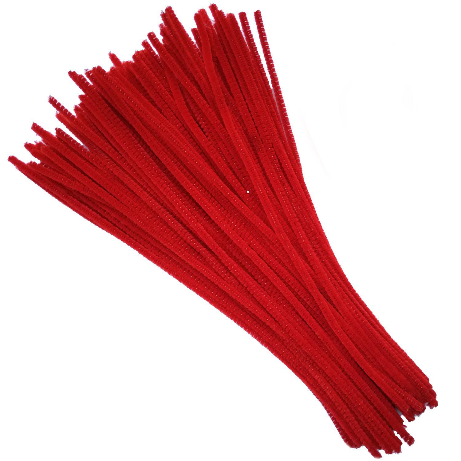 Carykon 100 Pieces Fuzzy Chenille Stems Pipe Cleaners for Arts and Crafts (Red)