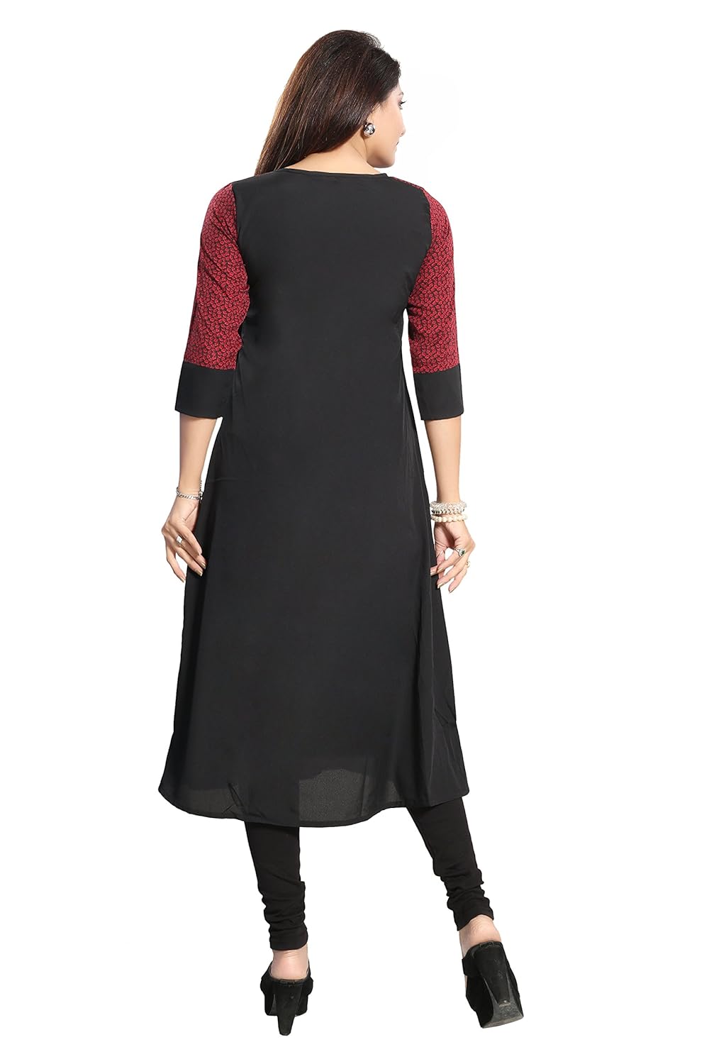 alc creations women's faux crepe a-line kurti