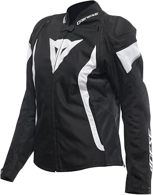 - Avro 5 Tex Jacket Wmn, Veste de Moto en Tissu, avec Protections, Femme, Noir/Blanc/Noir, 50