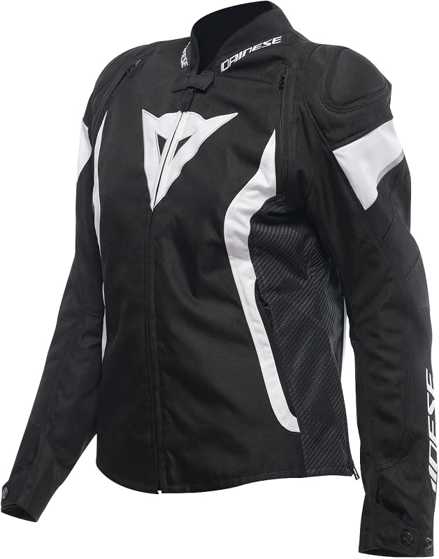 - Avro 5 Tex Jacket Wmn, Chaqueta de Moto de Tela, con Protecciones, Mujer, Negro/Blanco/Negro, 50