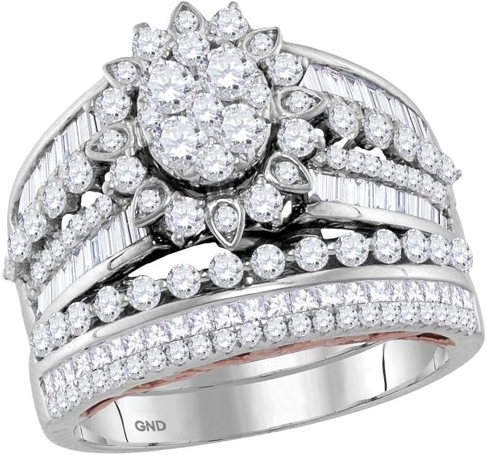 Jewels By Lux 14kt TwoTone White Rose Gold Womens Round