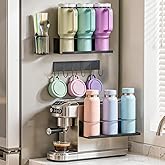 MoKo Magnetic Stanley Cup Holder for Fridge, 2 Pack Tumbler Organizer for Stanley 30/40oz, 3-in-1 Water Bottle Organizer with Lid & Straw Organizer, Kitchen Pantry Storage for Stanley Cup Accessories