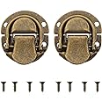 DGBRSM 2pcs Retro Antique Bronze Toggle Buckle Latch Clasp with Screws for Small Wooden Jewelry Box Suitcase Cabinet, Bronze