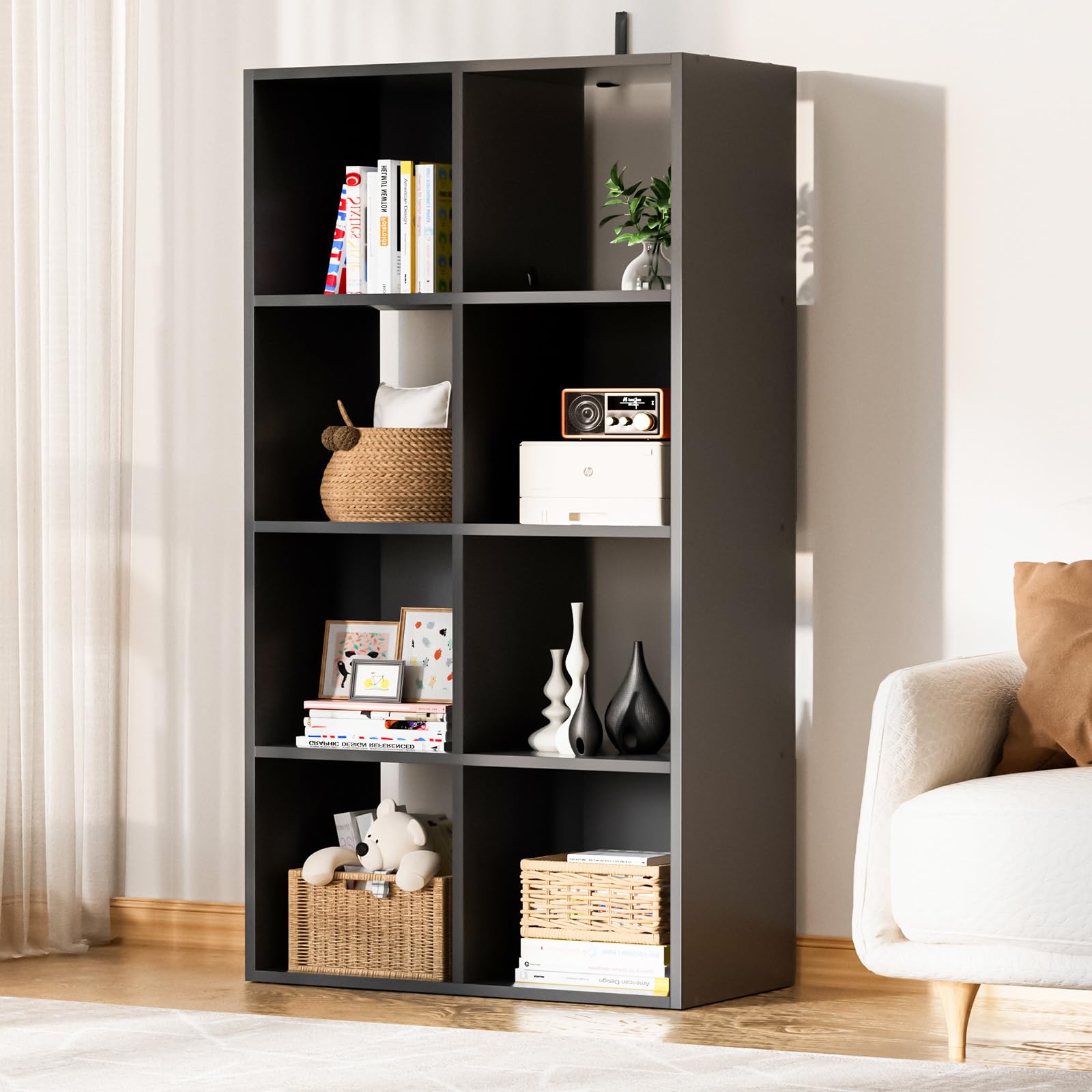 COMHOMA 8 Wood Cube Storage Organizer with Open