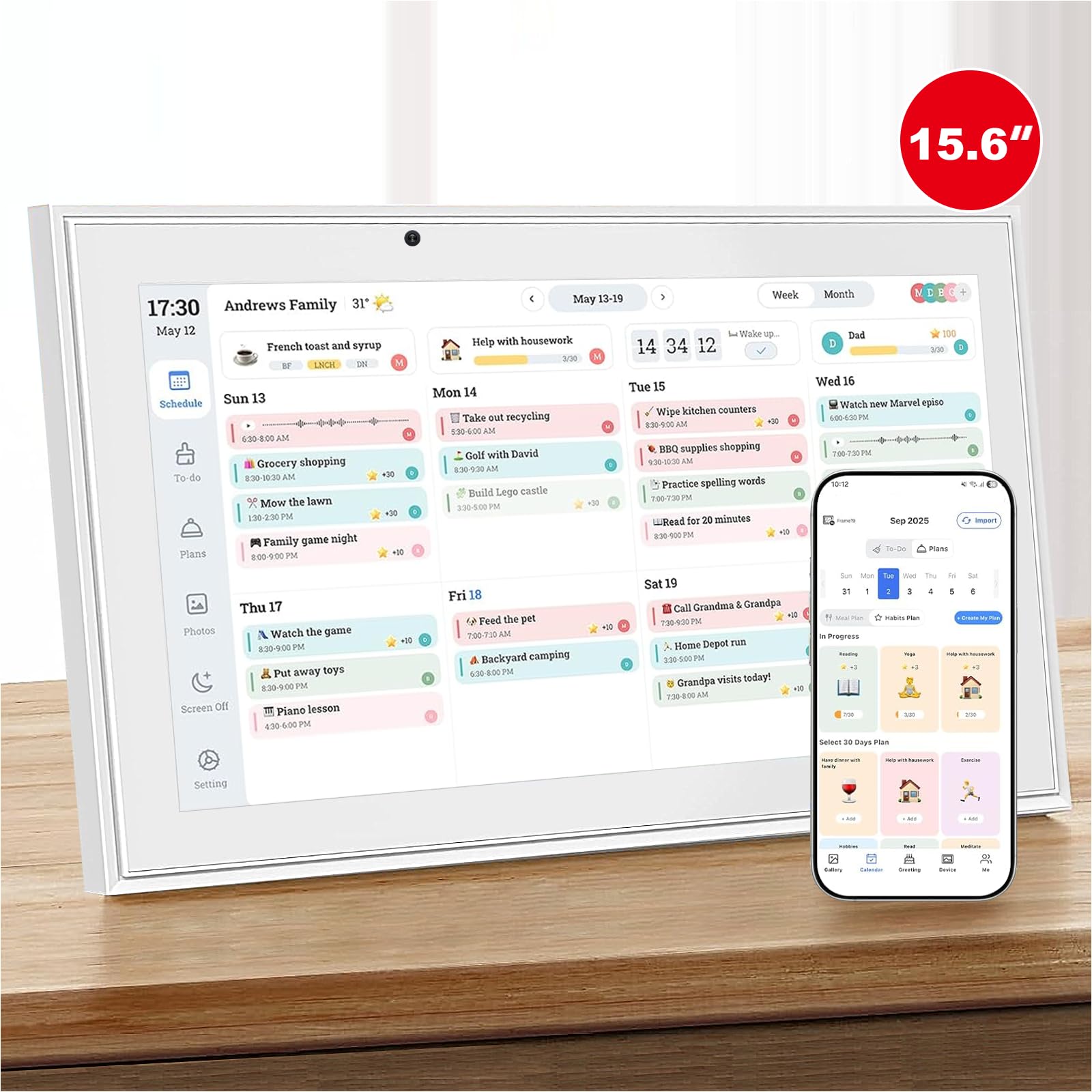 Photo 1 of Digital Calendar, 15.6 Inch Wall Planner Electronic Calendar&Chore Chart,1080P Full HD Interactive Touchscreen Smart Touchscreen Interactive Display for Family Schedules – Wall Mount Included, Great for Organizing Your 2025-2026 White