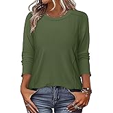 KISSMODA Women Long Sleeve Tops Dressy Casual Crew Neck Tshirts Basics Tee Work Blouses Fall Fashion Tops