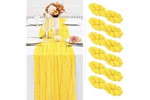 SHOWGEOUS 6 Pack Yellow Cheesecloth Table Runner Gauze Table Runner 10FT Long Semi-Sheer Table Runner Boho or Rustic Wedding Table Decor for Wedding Decor Arch Draping Bridal Shower Holiday Party
