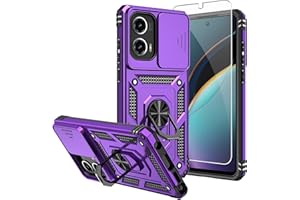 SKMY SMKY for Moto G Stylus 5G 2024 Case,with Screen Protectors and Camera Cover,16ft.Drop Tested Cover with Magnetic Kickstand Protective Case for Moto G Stylus 5G 2024, Purple