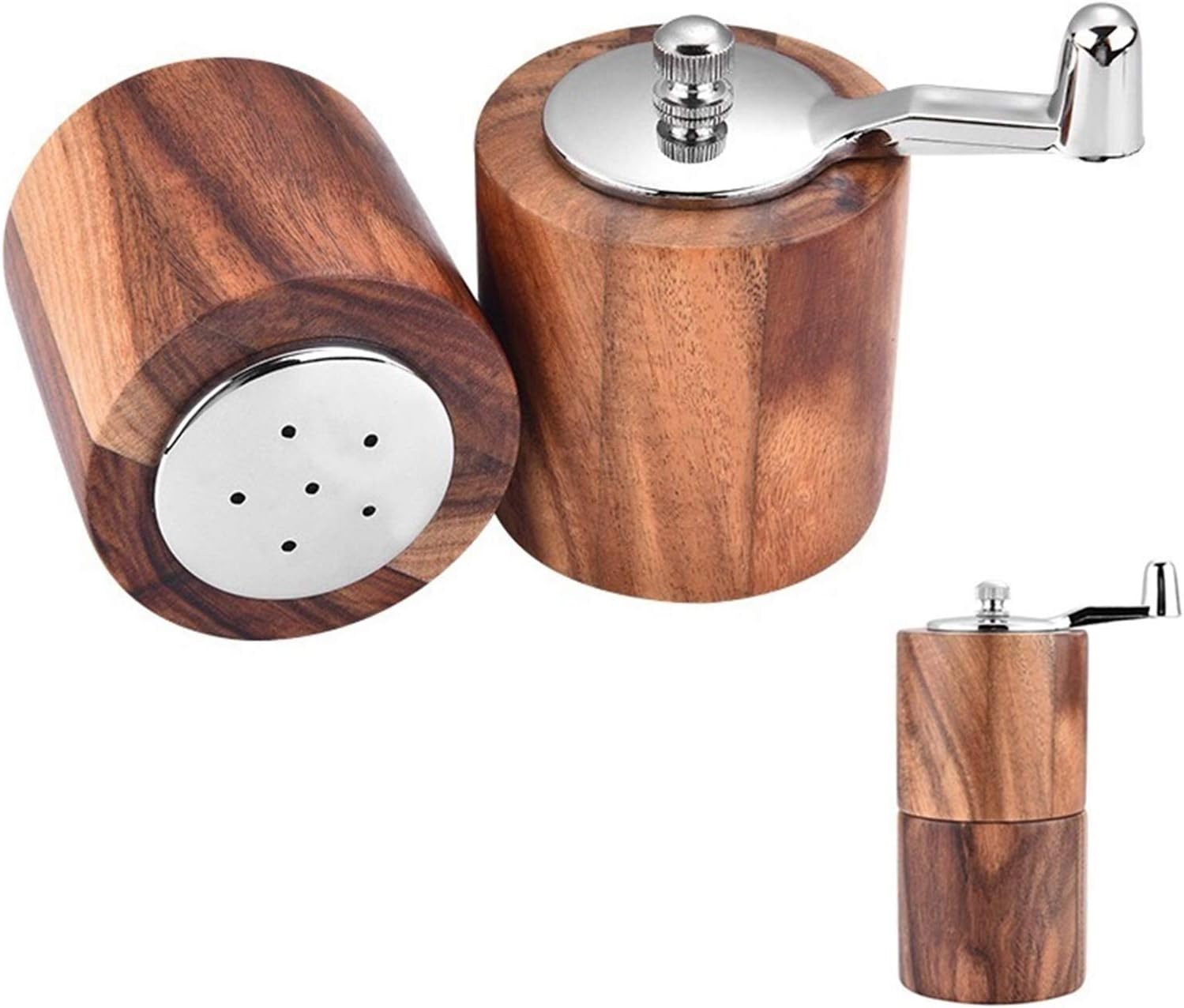 Salt & Pepper Grinder Shakers Twopiece Solid Wood Salt Shaker, Pepper