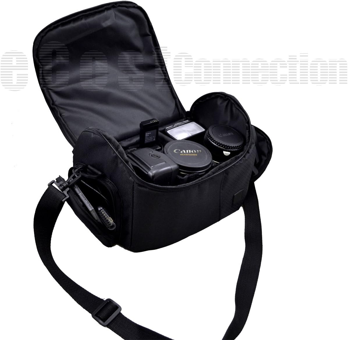 Large Digital Camera / Video Padded Carrying Bag / Case for Nikon, Sony, Pentax, Olympus Panasonic, Samsung, and Canon DSLR Cameras + eCostConnection Microfiber Cloth : Camera & Photo