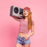 AOMIG Rock Star Heavy Metal Wig Set Blonde Red Bandana 58 cm Long Wig view 6