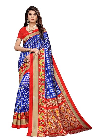 silk with blouse piece Saree (SHILPA, Free Size)
