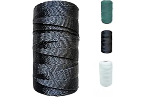 ARISKEY 984 Feet Black Nylon Twine, 36 Mason Nylon String Line, 100% Nylon Brick Line String, Durable Twisted Construction String Building Line for Masonry, Climbing Plants, Gardening, Crafting