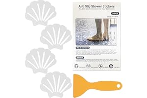 Quinnsus Non-Slip Bathtub Stickers, 24 PCS Clear Anti Slip Shower Grip Stickers Adhesive Decals with Scraper for Bath Tub, Bathroom Floor, Stairs, 3.8"x3.2"