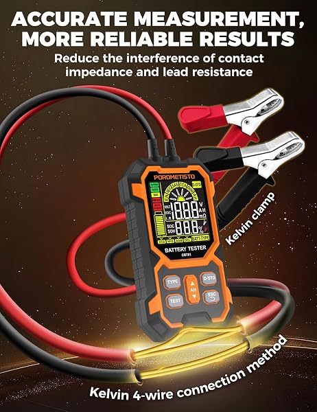 POROMETISTO CAR BATTERY TESTER, 12V/24V AUTOMOTIVE BATTERY DIAGNOSTIC TOOL, 50-2000 CCA LOAD CAPACITY, DIGITAL BATTERY ANALYZER & VOLTAGE METER FOR CAR TRUCK MOTOR SUV BOAR ATV RV