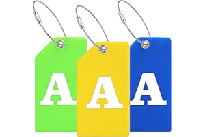 Anteecana Silicone Luggage Tag Initial-Baggage Handbag Travel Suitcase Tags with Name ID Card Quickly to Spot (3 Packs(Yellow+Blue+Green), A)