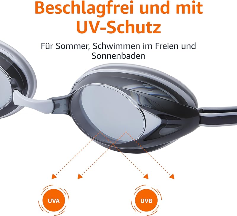 Unisex-Erwachsenen-Schwimmbrille, Einheitsgröße, Silber