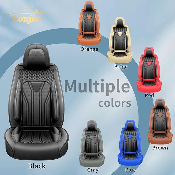 CONJIE FIT PRIUS CAR SEAT COVERS FOR TOYOTA PRIUS 2001-2025 2026 -FULL SET PREMIUM LEATHER, WATERPROOF, BREATHABLE，ALL-WEATHER SEAT CUSHION PROTECTO & AIRBAG COMPATIBLE, 5-SEATS ALL BLACK