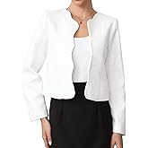 Allegra K Tweed Jackets for Women Long Sleeve Crewneck Open Front Business Work Blazer Suit Jacket