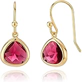 Dainty Simulated Red Ruby Dangle Earrings - 14k Gold-Plated, Hypoallergenic, Lightweight Valentine's Day Gift Drops, Minimalist Birthstone Jewelry by MJLULU