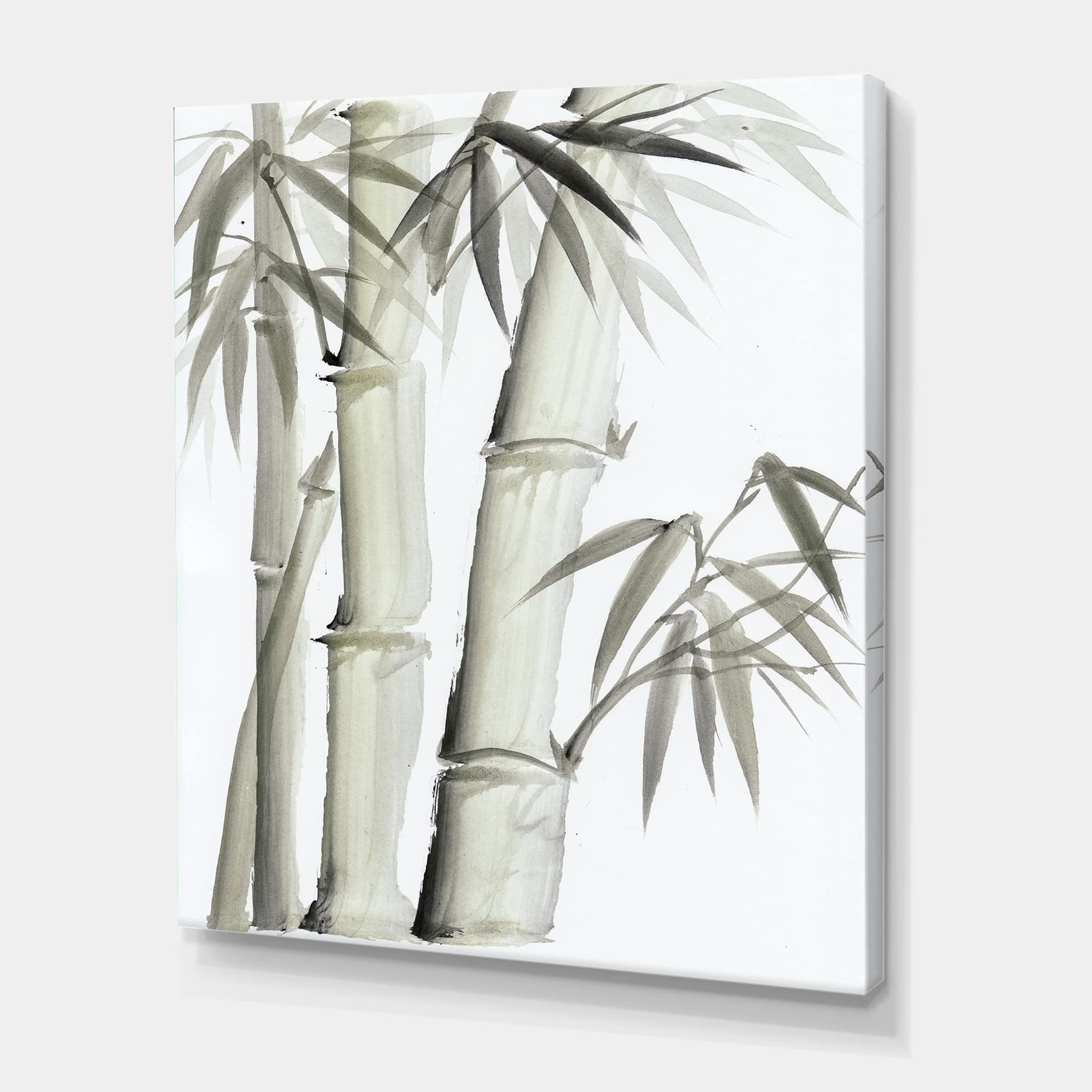 Photo 1 of ***FACTORY SEALED***DesignQ Vintage Monochrome Bamboo V Lake House Canvas Wall Art, Grey, 24x32