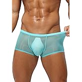 SEAUR Men's Ice Silk Boxer Briefs Ultra-Thin Sheer Panties Mesh See Through Seamless Low Rise Underwear