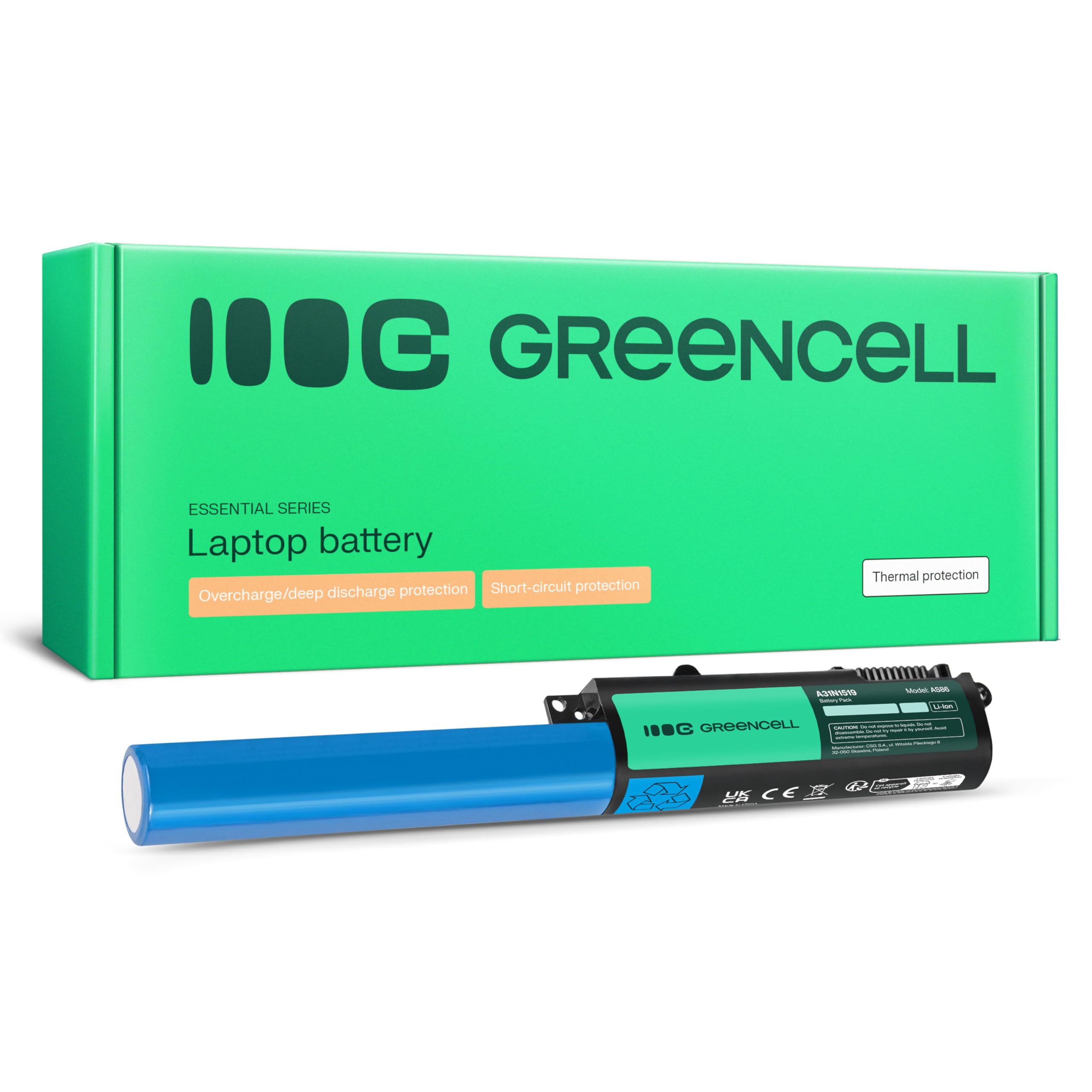 Green Cell Laptop Battery A31N1519 for Asus R540 R540L R540LA R540LJ R540S R540SA R540Y X540 X540L X540LA X540LJ X540S X540SC X540Y X540YA F544 0 F540L F540LA F540S F540SA A540 A540L A540S (2200 mAh)