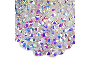 genie crystal ss20 Transparent AB Glue Rhinestones 1440 pcs, 10 gorss 5 mm Unfoiled Aurora Borealis Flatback Rhinestone, Glass gems for Crafts,Nail Art, Bags, Shoes, Clothing