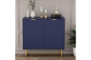 Scurrty 31.5'' Sideboard Buffet Cabinet with Storage, Sideboard Storage Cabinet with Doors and Adjustable Shelf, Accent Cabinet for Living Room, Kitchen, Navy Blue