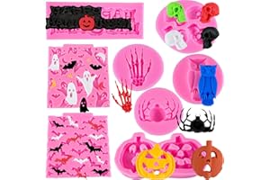 WANTAN Halloween Molds, Halloween Fondant Molds,Halloween Cupcake Fondant Chocolate Candy Molds for Cake Decorating Cupcake Topper Cake Pops Candy Soap Making (Halloween Molds)