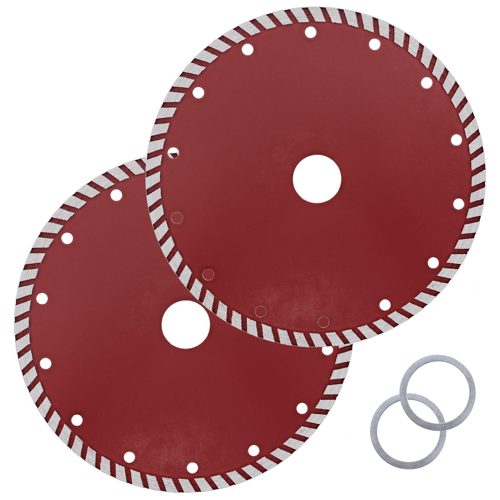 Be In Your Mind 2Pcs Diamond Saw Blades 180x25.4x2.8mm Turbo Dry Wet Circular Saw Disc Cutting Blade7.5mm Segment Height for Granite Concrete Cement Masonry Block