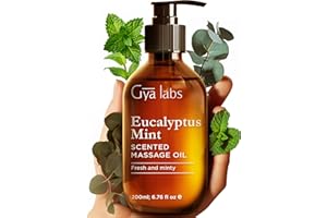 Gya Labs Eucalyptus Mint Massage Oil - 6.76 Fl Oz - Non-Greasy Formula for Sore Muscles, Deep Relaxation & All Skin Types - Suitable for Men & Women