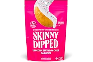 SkinnyDipped Unicorn Birthday Cake Cashews, Healthy Snack, Plant Protein, Gluten Free, 3.5 oz Resealable Bags, Pack of 5