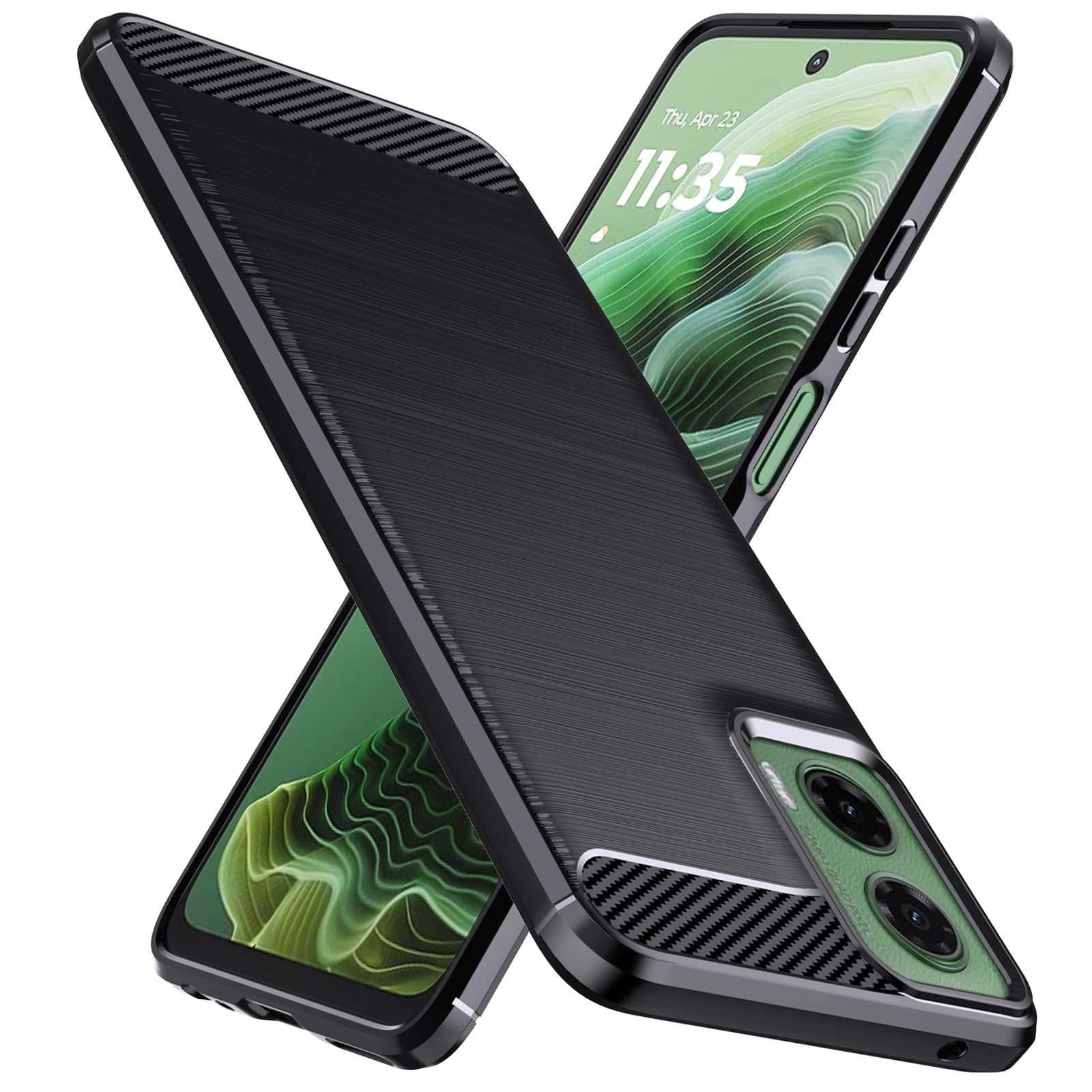 Natbok Case for Motorola Moto G35 5G 6.72 inch, Military-Grade Shockproof Motorola G35 Phone Case, [Carbon Fiber Texture] Soft Flexible TPU Slim Anti-Scratch Cover Case for Motorola G35 6.72",Black