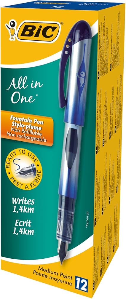 BIC All in One - Caja de 12 plumas de escritura, color azul: Amazon.es: Oficina y papelería