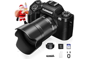 Digital Camera VJIANGER 4K Vlogging Camera 64MP Mirrorless Cameras for Photography with WiFi, 52mm Fixed Lens, 4.0" Fixed Touch Screen, 32GB SD Card & Camera Bag(W05-BlackS1)