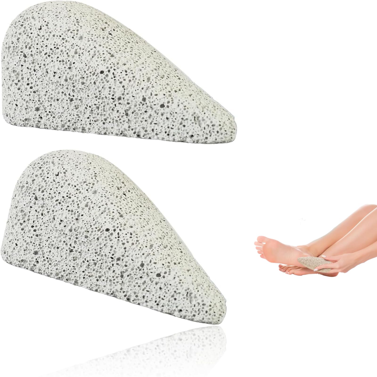 2 Pcs Pumice Stone for Feet, Foot Scrubber for Dead Skin Removal, Natural Foot File and Callus Remover for Skin Exfoliation, Smooths Skin Elbows and Knees