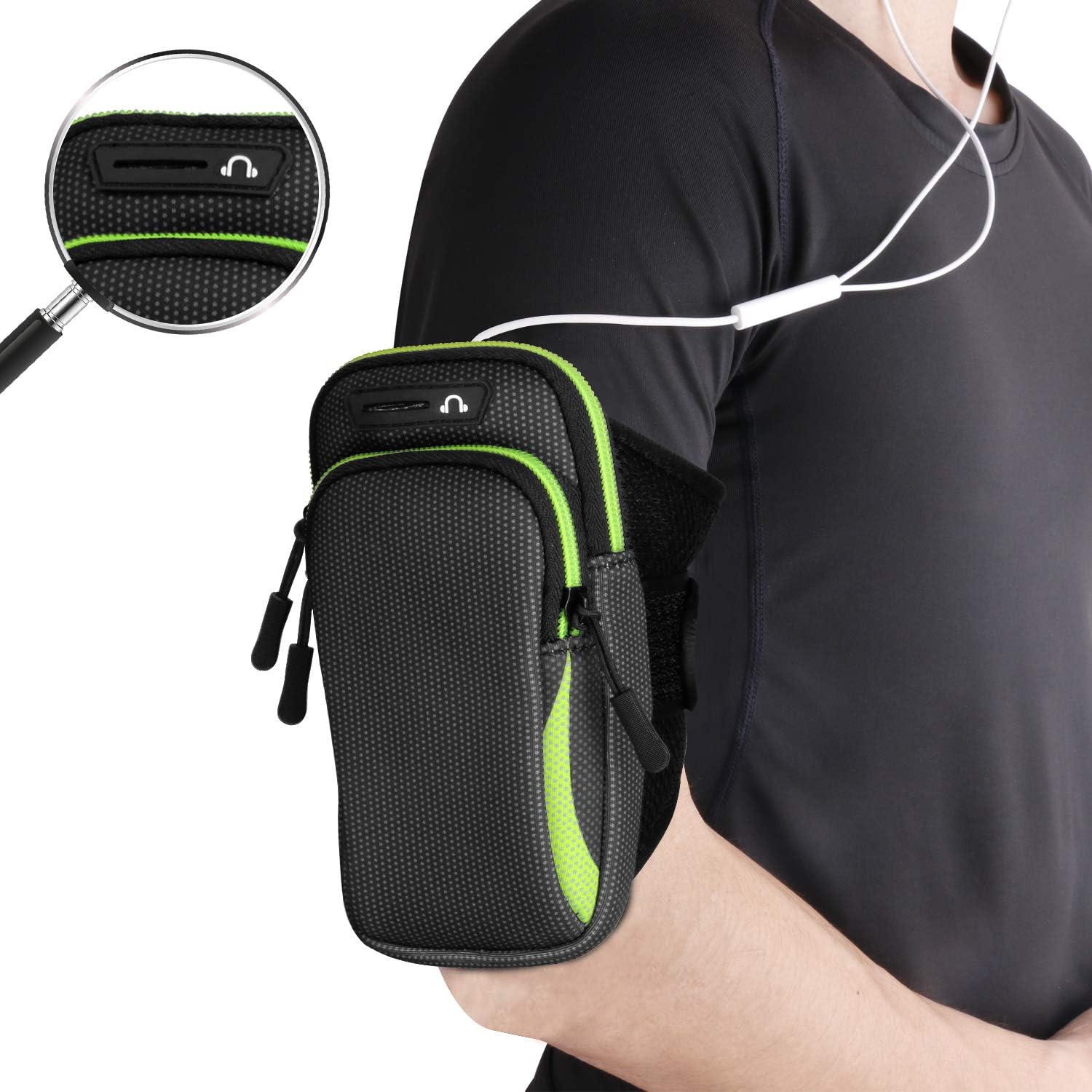 DONWELL Running Phone Armband for iPhone 11 Pro Max XR XS 8 7 Plus, Samsung S20 Plus S10+ S9+ Note 20 Ultra A51 Sweat-Free Sports Armband Phone Holder Bag for Running Jogging Walking Hiking (Green)