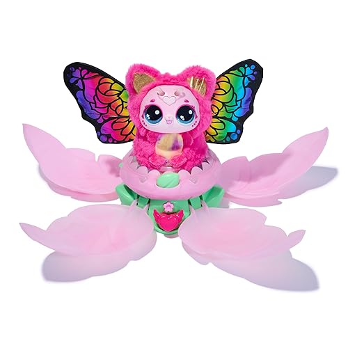 HATCHIMALS Bloomables, Kittyfly Surprise Interactive Toy and Flower with Repeatable Reveal and Transformation, 100+ Sounds and Reactions (Styles Vary), Kids Toys for Girls and Boys.