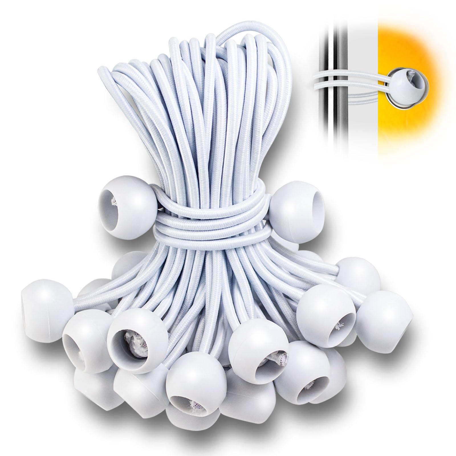Bungee Cords With Balls 6 Inch, 25 PCS Heavy Duty Bungee Cord | Bungee Straps | Bungee Balls | Bungee Ties With Balls For Luggage, Tents, Flag Pole