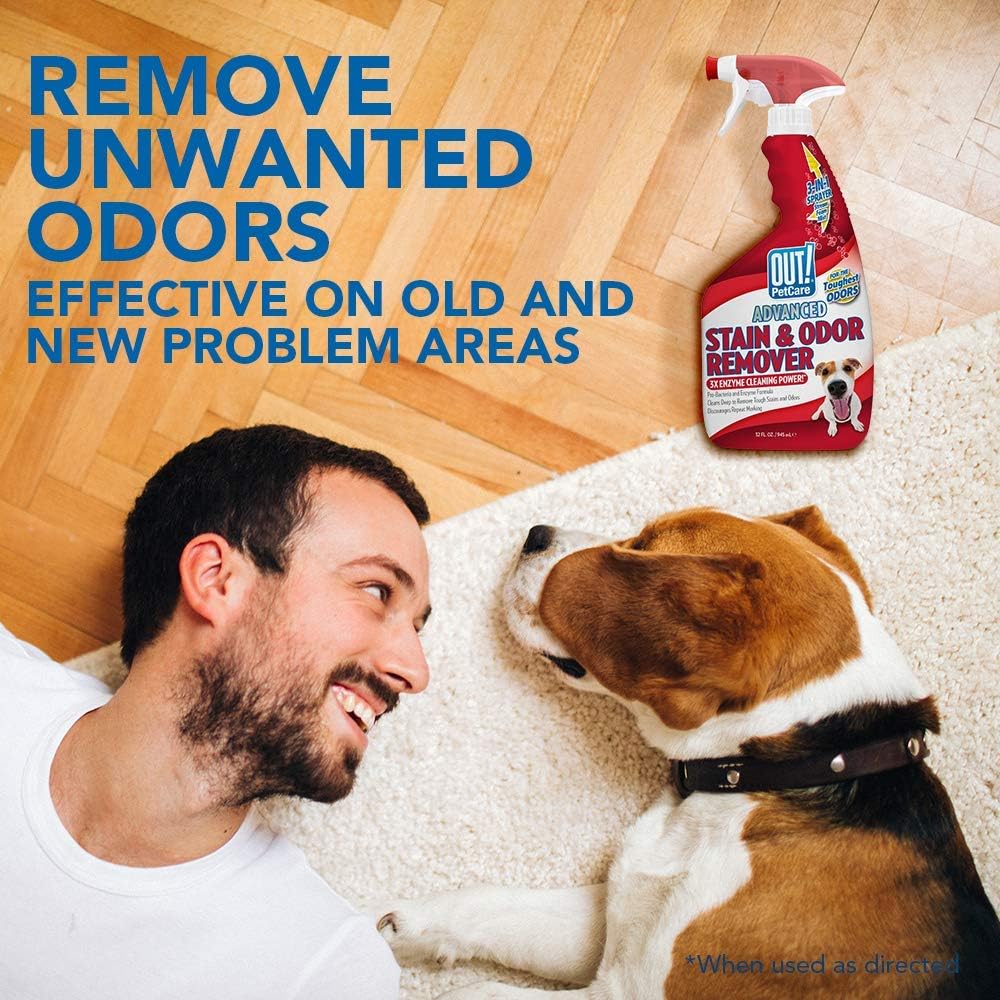 OUT! PetCare Advanced Stain and Odor Remover | Pro-Bacteria and Enzyme Formula for Tough Stains and Odor | 32 oz (Pack of 2) : Pet Supplies