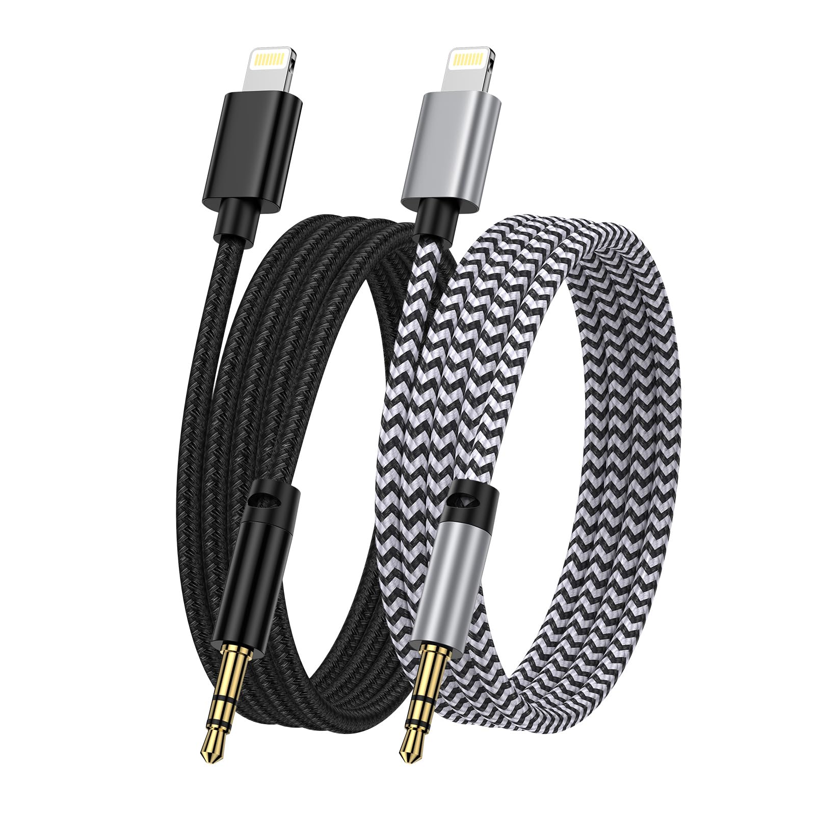 iPhone Aux Cable for Car, 2Pack 3.5mm Jack Aux to Lightning Cable, Aux Cable for iPhone, Audio Aux Lead Cord Compatible with iPhone 14 Pro/14 Plus/14/13/12/11/XS/XR/X/8 for Car Stereo/Headphones