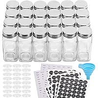Aozita 24 Pcs Glass Spice Jars/Bottles - 4oz Empty Square Spice Containers with 810 Spice Labels - Shaker Lids and…