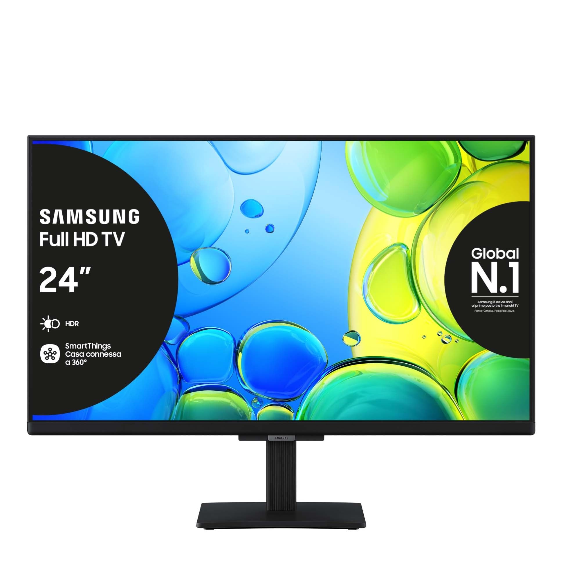 Samsung Full HD Smart TV 24'' UE24F6000FUXZT, Hyper Real Processor, HDR & Pur Color, Smart Experience, OTS Lite & Adaptive Sound, SlimLook Design, edizione speciale PACCHETTO INTRATTENIMENTO, 2025