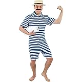 old fashioned striped swimsuit